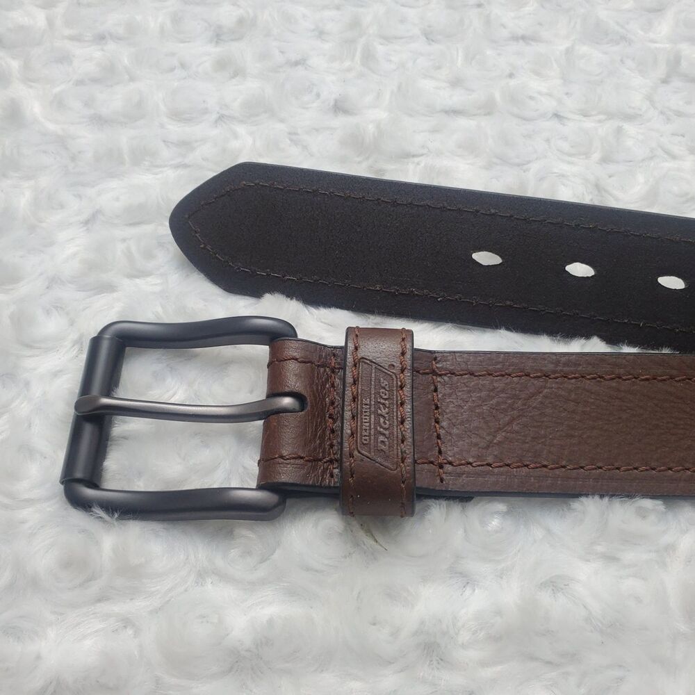 Dickies Mens Brown Leather Belt Double Stitch Work Casual Size 50-52 Big & Tall